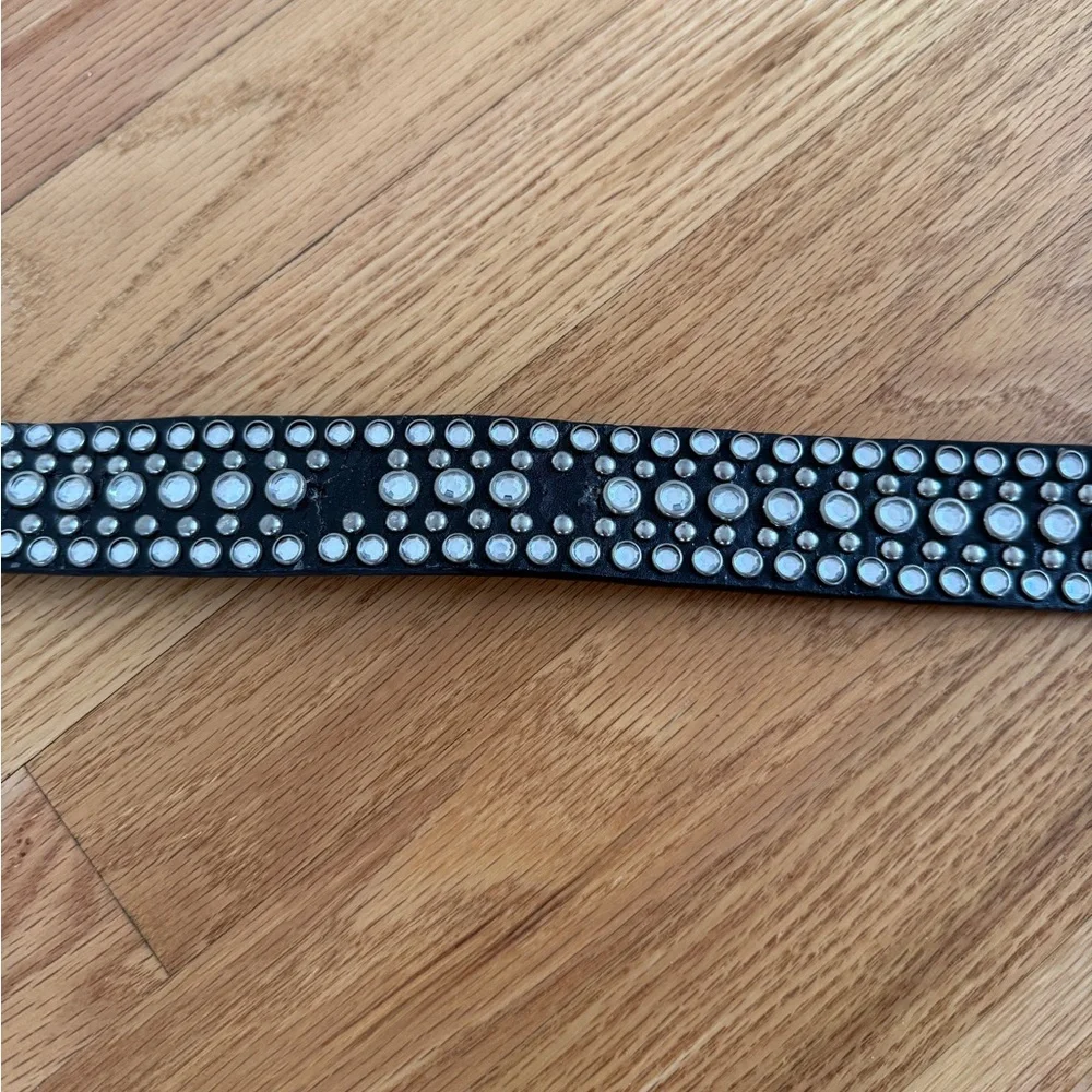 Black leather studded belt size M